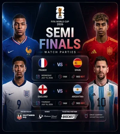 Nutmeg FC Presents: World Cup Semi Finals - FRA vs SPA & ARG vs ENG - Platinum Grand Hotel